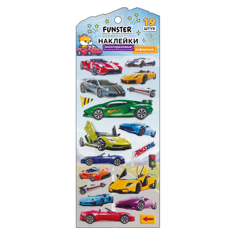 Наклейки зефирные "Для мальчиков", 19х9,5 см, ассорти 8 видов, FUNSTER (ФАНСТЕР), 666090