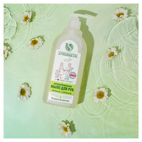 Мыло жидкое антибактериальное 500 мл SYNERGETIC "Мелисса и ромашка", 105061