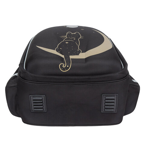 Ранец GRIZZLY анатомическая спинка, c брелоком, для девочек, "NIGHT CAT", 36х28х20 см, RAz-286-1/1