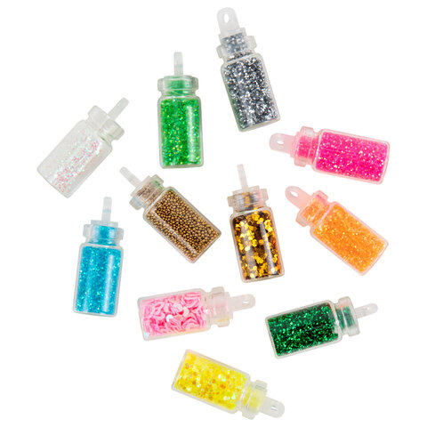 Блестки для декора НАБОР 48 видов по 2 грамма, в стеклянных тубах ОСТРОВ СОКРОВИЩ, 665681