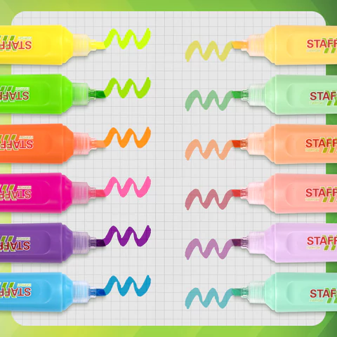 Набор текстовыделителей 12 ЦВЕТОВ, STAFF "EVERYDAY HL-720", 6 неоновых цветов + 6 пастельных цветов, линия 1-5 мм, 152557