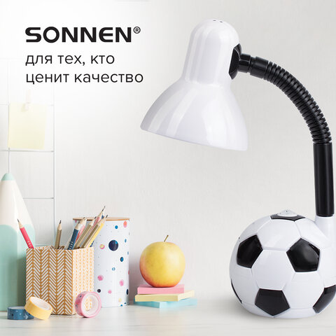 Настольная лампа / светильник SONNEN OU-503, на подставке, цоколь Е27, "Мяч", белый, 236675