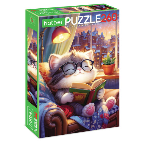 Пазл картонный "КОШАЧЬИ ЗАБАВЫ" 260 элементов АССОРТИ, 220х330 мм, HATBER