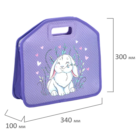 Папка-сумка ЮНЛАНДИЯ, 1 отделение, фетровые ручки, 34х30х11 см, "Little bunny", 270998