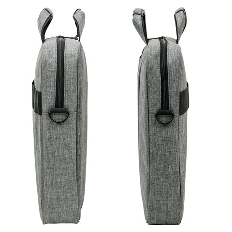 Сумка портфель BRAUBERG OFFICE с отделением для ноутбука 17,3", светло-серый меланж, 34х44х6 см, 272613