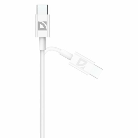 Кабель USB Type-C-Type-C, 60 Вт, белый, 2 м, DEFENDER F182, 87538