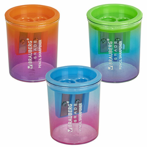 Точилка для классических и утолщенных карандашей BRAUBERG "Grade", НАБОР 3 штуки, 271999