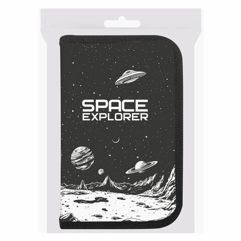Пенал ПИФАГОР, 1 отделение, ламинированный картон, 19х11 см, "Space invader", 273469