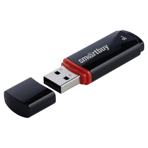 Флеш-диск 8 GB, SMARTBUY Crown, USB 2.0, черный, SB8GBCRW-K