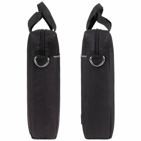 Сумка портфель HEIKKI MAXIMUM (ХЕЙКИ) с отделением для ноутбука 17,3", черная с серой вставкой, 34х44х6 см, 272590