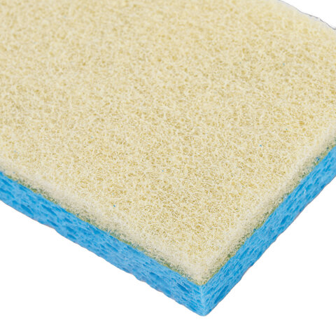 Губки для посуды 110х70х20 мм, ЦЕЛЛЮЛОЗНЫЕ + АБРАЗИВ, КОМПЛЕКТ 5 штук, синий/белый абразив, LAIMA, 700260