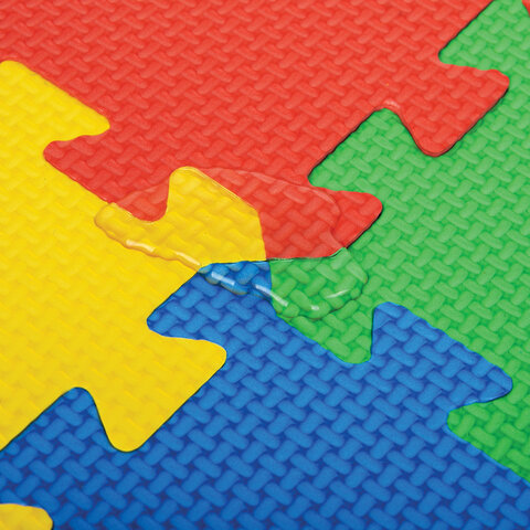 Коврик-пазл напольный 0,9х0,9 м мягкий "Зверушки", 9 частей 30х30 см, толщина 1 см, ЮНЛАНДИЯ, 664666