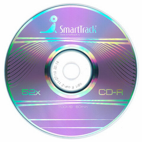 Диски CD-R SMARTTRACK, 700 Мб, 52x, Cake Box (упаковка на шпиле), КОМПЛЕКТ 50 шт., ST000151