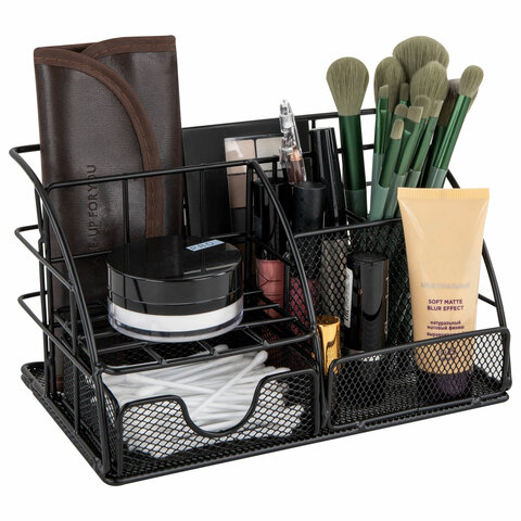 Органайзер для косметики и мелочей металлический 5 секций, MONTE VITA (МОНТЕ ВИТА), 140х220х127 мм, чёрный, 272478