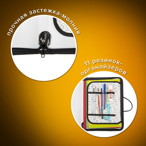 Папка для труда на молнии с ручками ПИФАГОР А4, 1 отделение, пластик, органайзер, "Speed", 270158