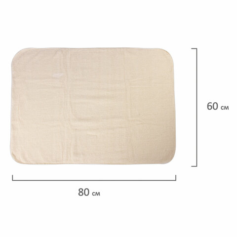 Тряпка для пола 60х80 см, трехслойная, нитепрошивная (НЕТКОЛ), 360 г/м2, светлая, 100% хлопок, LAIMA, 606632