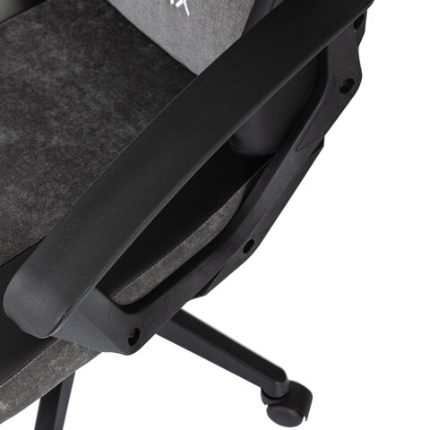 Кресло компьютерное BRABIX "Forcer GM-127", 2 подушки, экокожа/велюр, черное/серое, 533216