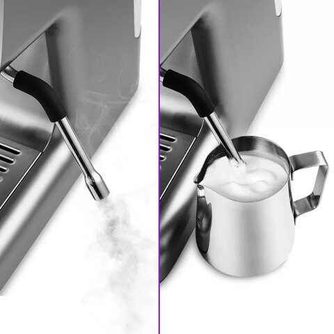 Кофейная станция KITFORT КТ-789, 1550 Вт, объем 2,8 л, для зерен 250 г, ручной капучинатор, серая