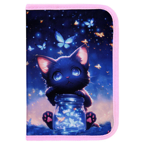 Пенал BRAUBERG с наполнением, 1 отделение, 1 откидная планка, 24 предмета, 21х14 см, "Night catcher", 273530