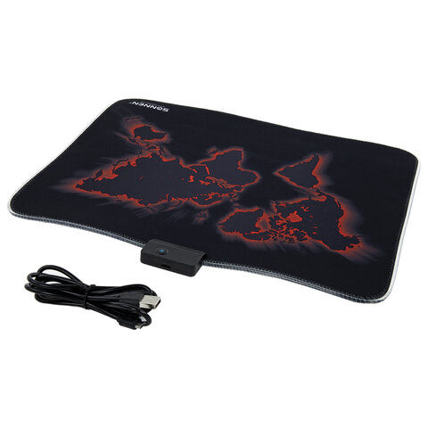 Коврик для мыши SONNEN "LIGHTING", резина+ткань, 350х270х4 мм, чёрный, 513316