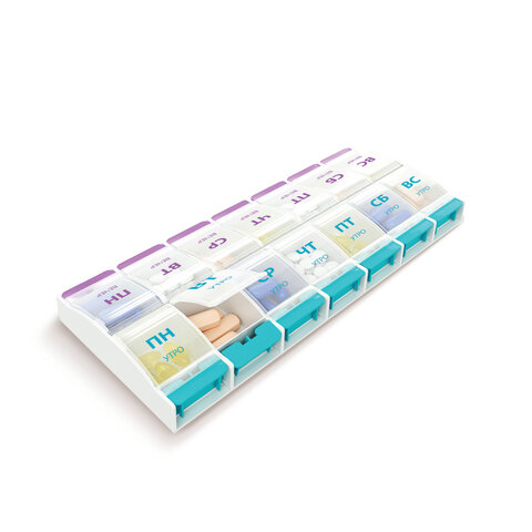 ТАБЛЕТНИЦА/Контейнер-органайзер для лекарств и витаминов "7 дней/2 приема MAXI", DASWERK (ДАСВЕРК), 631025