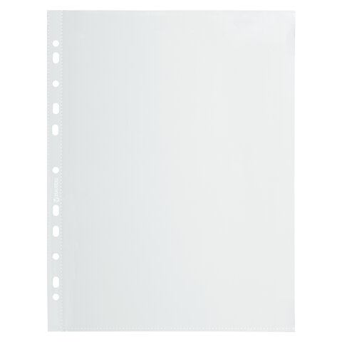 Папки-файлы перфорированные плотные А4 BRAUBERG "ГЛЯНЦЕВЫЕ EXTRA 600" КОМПЛЕКТ 100 шт., ПЛОТНЫЕ, 60 мкм, 229665