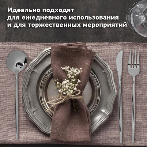 Набор столовых приборов UNIQUE, 24 шт., 6 персон, серебристый, нержавеющая сталь, гофрокартон, DASWERK (ДАСВЕРК), 881140