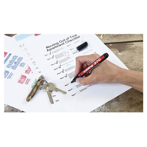 Маркер перманентный (нестираемый) EDDING "370", ЧЕРНЫЙ, круглый наконечник, 1 мм, E-370/1