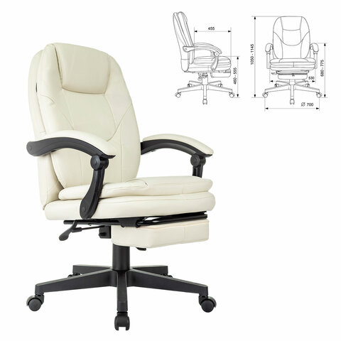 Кресло офисное CH-868N-BF, синхромеханизм, подставка для ног, экокожа, бежевое, 2018357