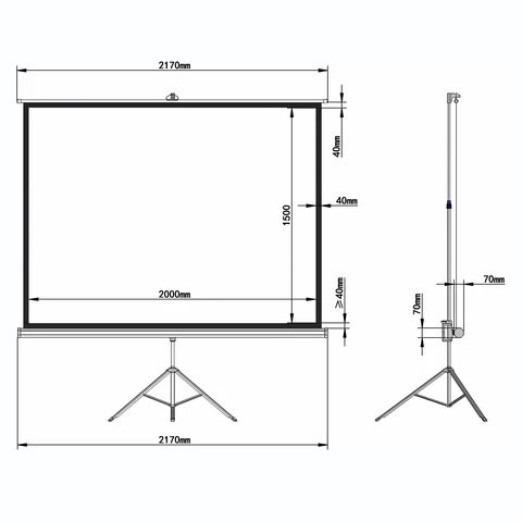 Экран проекционный на треноге (150х200 см), матовый, 4:3, BRAUBERG "TRIPOD", 236732