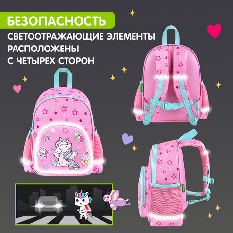 Рюкзак BRAUBERG KIDS PLAY детский, 1 отделение, 3 кармана, "Мечты единорога", 29х23х12 см, 272052