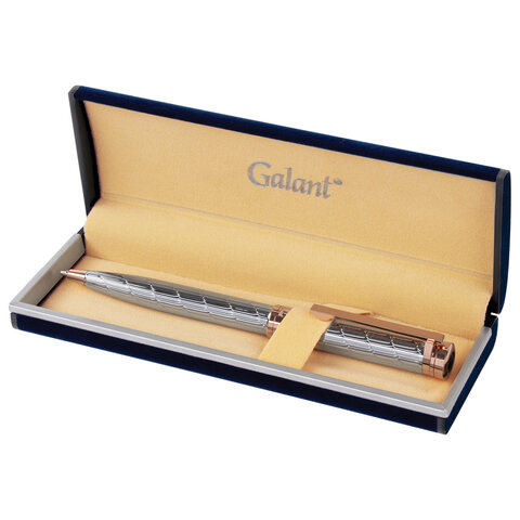 Ручка подарочная шариковая GALANT "ESQUISSE", корпус серебристый, детали розовое золото, узел 0,7 мм, синяя, 143511