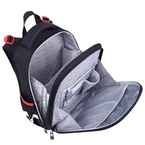 Ранец BRAUBERG PREMIUM, 2 отделения, с брелком, "City car", LED ЛАМПОЧКИ, 38х29х16 см, 271356