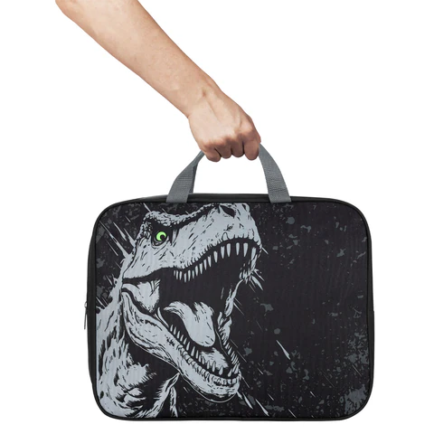 Папка на молнии с ручками BRAUBERG А4, 1 отделение, полиэстер, 80 мм, "Scary dino", 273308