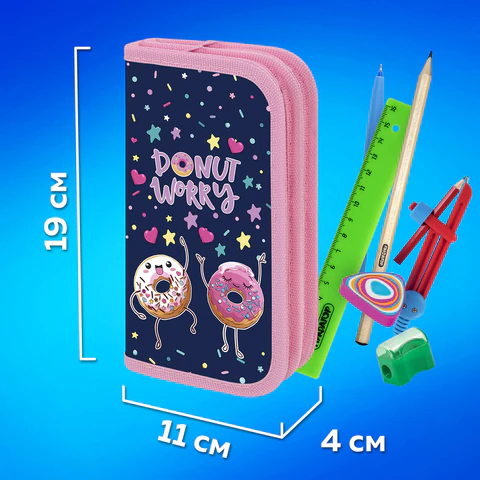 Пенал ПИФАГОР, 2 отделения, ламинированный картон, 19х11 см, "Comic donuts", 273482
