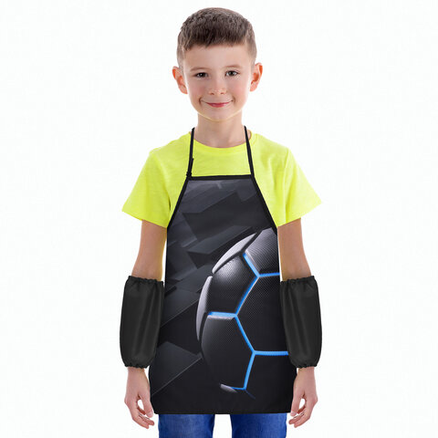 Фартук с нарукавниками для уроков труда ЮНЛАНДИЯ, регулировка по росту, 46х54 см, "Soccer ball", 273765
