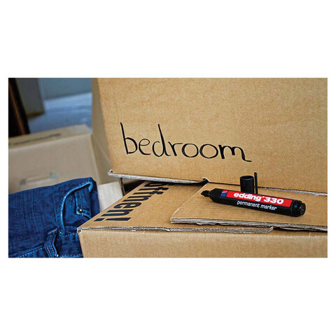 Маркер перманентный (нестираемый) EDDING 330, ЧЕРНЫЙ, скошенный наконечник, 1-5 мм, E-330/1