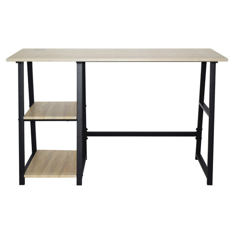 Стол на металлокаркасе BRABIX "LOFT CD-006", 1200х500х730 мм, 2 полки, цвет дуб натуральный, 641226