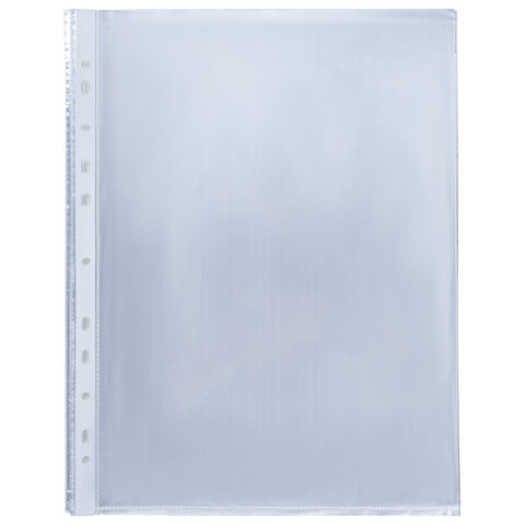 Папки-файлы перфорированные А4 BRAUBERG "PREMIUM", комплект 100 шт., гладкие, "Яблоко", 35 мкм, 221710