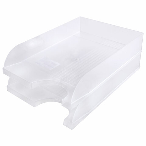 Лоток горизонтальный для бумаг BRAUBERG "Standard", 350х253х65 мм, прозрачный, 238349