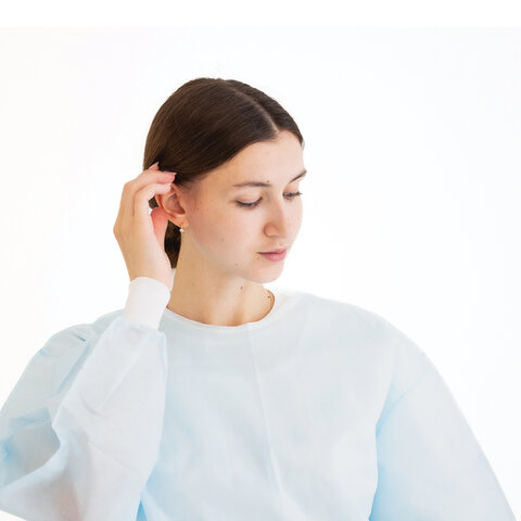 Халат хирургический стерильный 140 см, 52-54 р., манжета, спанбонд 25 г/м2, ГЕКСА, голубой