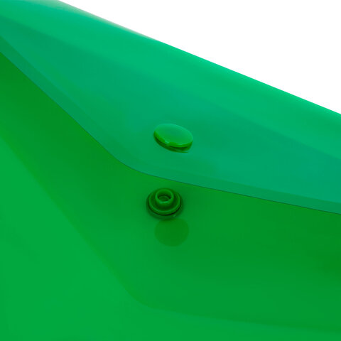 Папка-конверт с кнопкой прозрачная А4 BRAUBERG UNIVERSAL, до 100 листов, зеленая, 0,15 мм, 273074