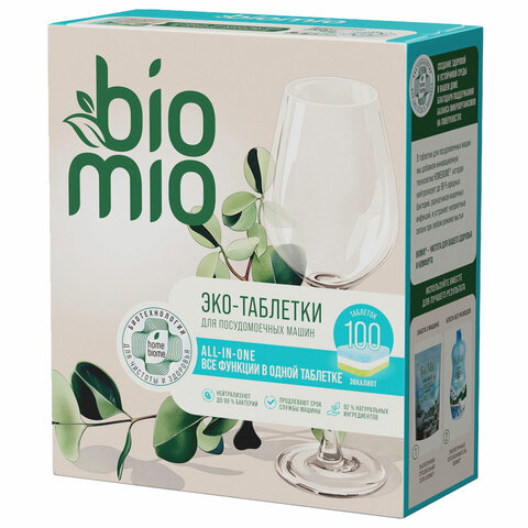 Таблетки для посудомоечной машины 100 шт. BIOMIO "Эвкалипт", 510.73090.0101