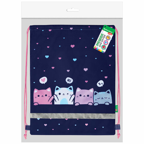 Мешок для обуви BRAUBERG KIDS, светоотражающая полоса, 46х36 см, "Anti-gravity", 273437