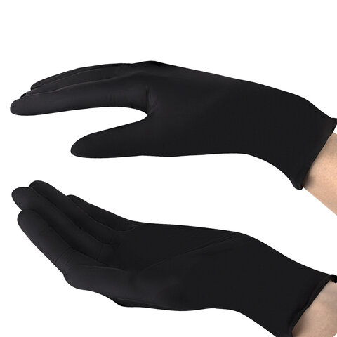 Перчатки нитриловые смотровые SFM Supersoft N136, Германия, 100 пар (200 штук), размер 8-9, L (большой), черные