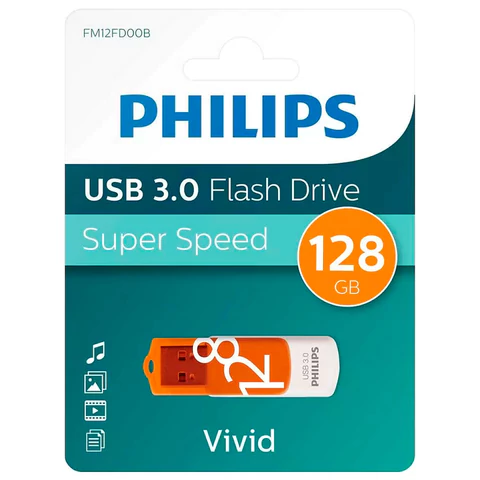 Флеш-диск 128 GB PHILIPS VIVID, разъем USB 3.0, желтый, FM12FD00B/97