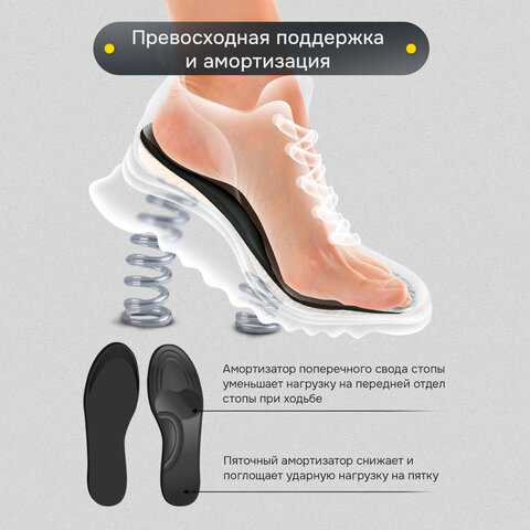 Стельки для обуви с ЭФФЕКТОМ ПАМЯТИ, материал MEMORY FOAM, размер RU 39-44 / EU 40-45, с линиями выреза, SHEGRA (ШЕГРА), 700745