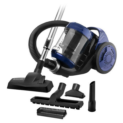 Пылесос BRAYER BR4203 с контейнером "циклон", 2000 Вт, мощность всасывания 380 Вт, черный/синий