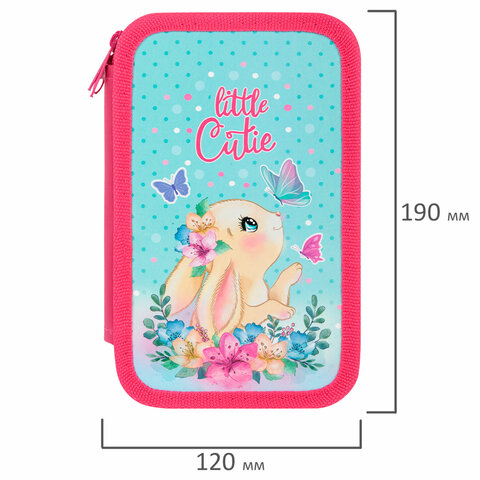 Пенал ПИФАГОР, 3 отделения, ламинированный картон, 19х11 см, "Pretty bunny", 273485