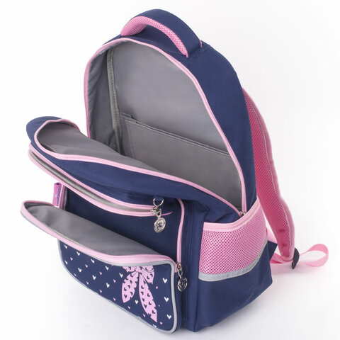 Рюкзак ЮНЛАНДИЯ COMPLETE с пеналом в комплекте, эрго-спинка, "Pink bow", 42х29х14 см, 229972